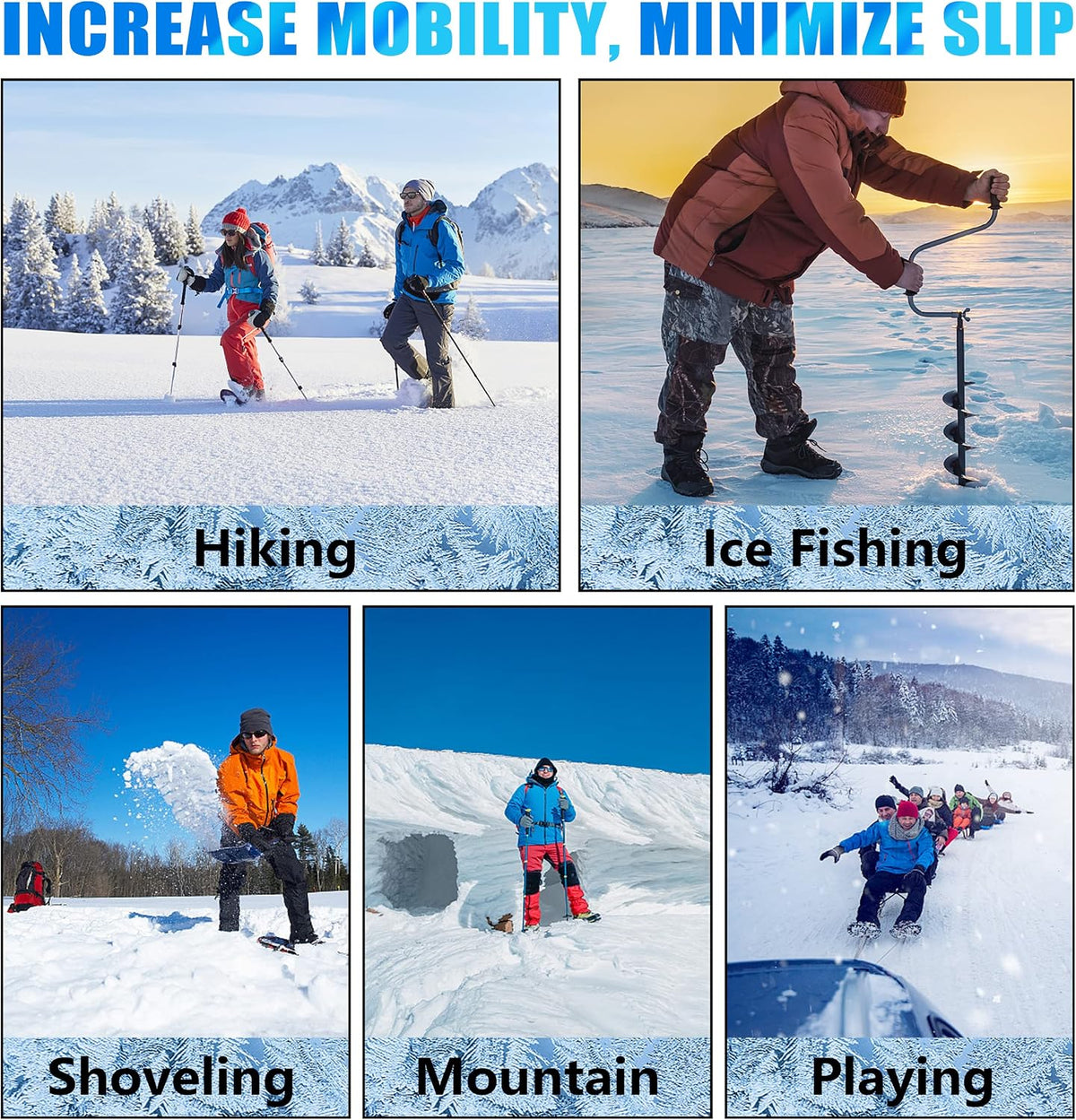 Ice Snow Cleats for Shoes and Boots, Walk Traction Cleats Crampons 24 Studs Anti Slip Ice Snow Grippers Overshoe for Women Men Kids Walking on Snow Ice