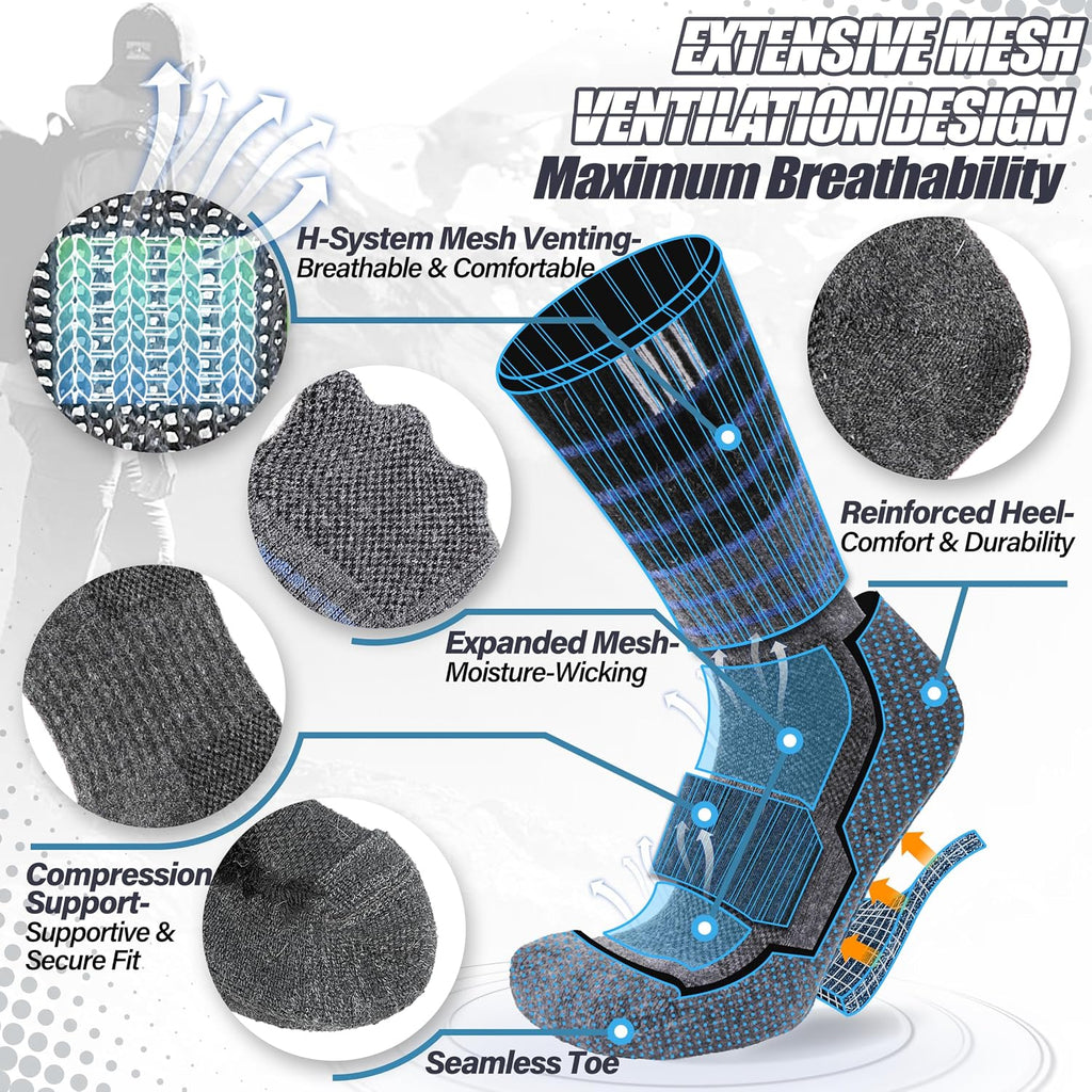 ANTSANG Merino Wool Hiking Socks, Maximum Breathability, for Men and Women