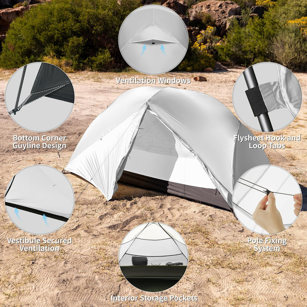 Naturehike Mongar Upgraded 1/2/3 Person Backpacking Tent,Waterproof Lightweight Camping Tent with Footprint