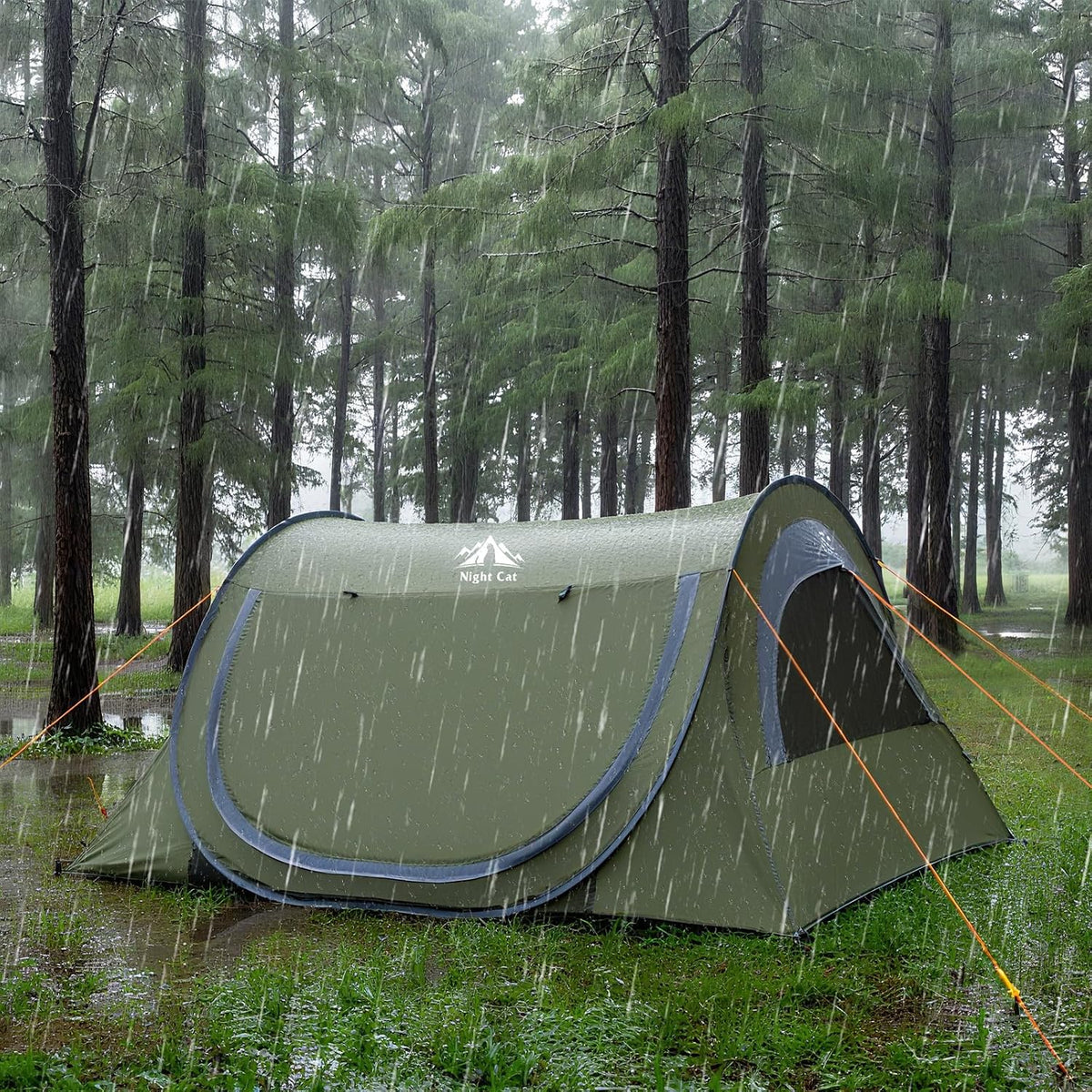 Night Cat Pop-up Camping Tent: 2 Person Tent Waterproof Instant Easy Setup Tunnel Tent
