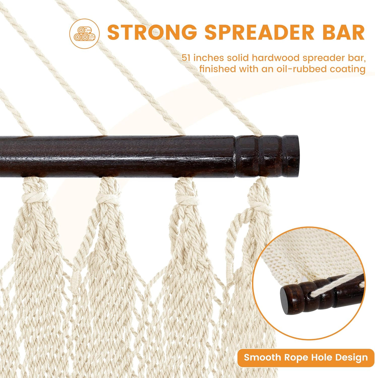 Lazy Daze 2 Person Caribbean Rope Hammock with 13 FT Natural Wood Stand