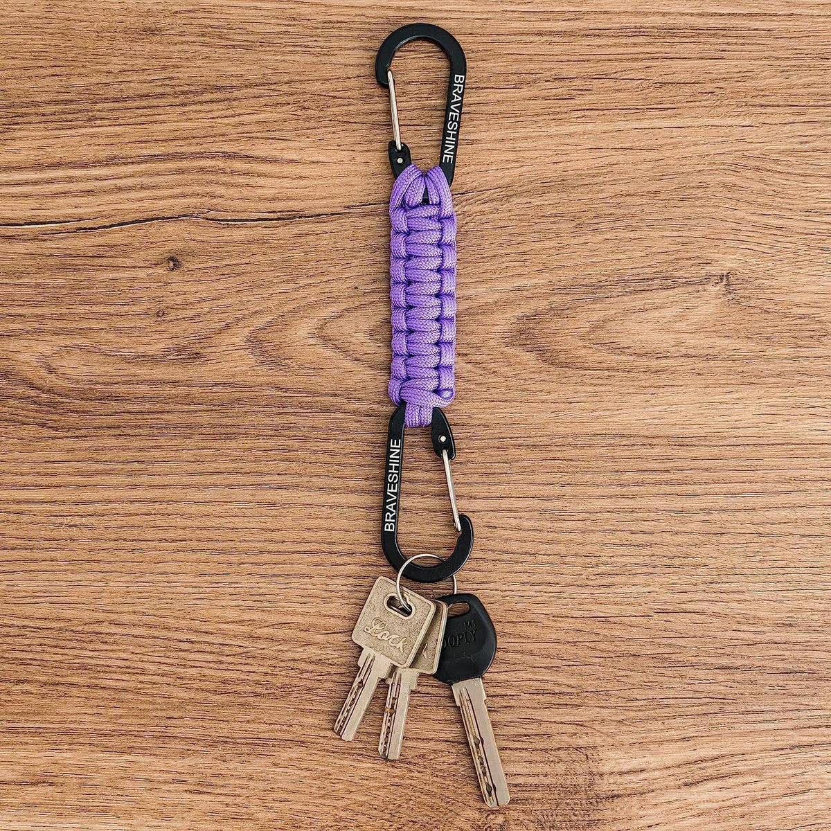 BRAVESHINE Paracord Keychain Carabiner Clip | D Ring Hanger Lanyard Hook