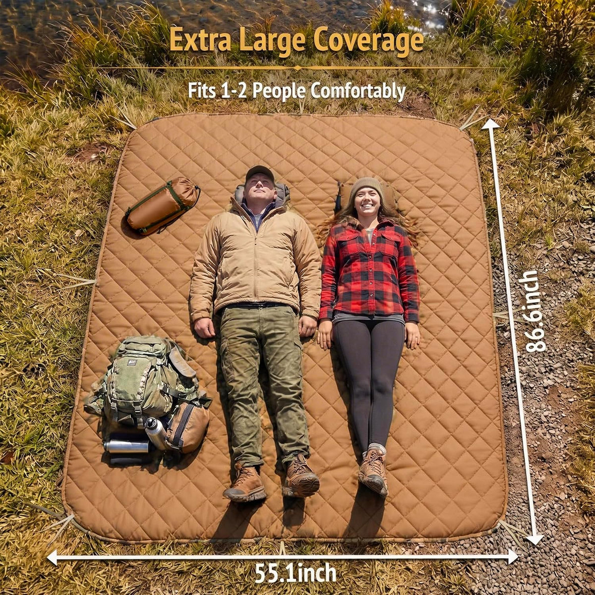 Insulated Camping Blanket | Military Poncho Liner for Outdoor Hiking Backpacking Travel Hunting & Survival, Lightweight & Packable with Compression Bag, Water Resistant (od_Coyote)
