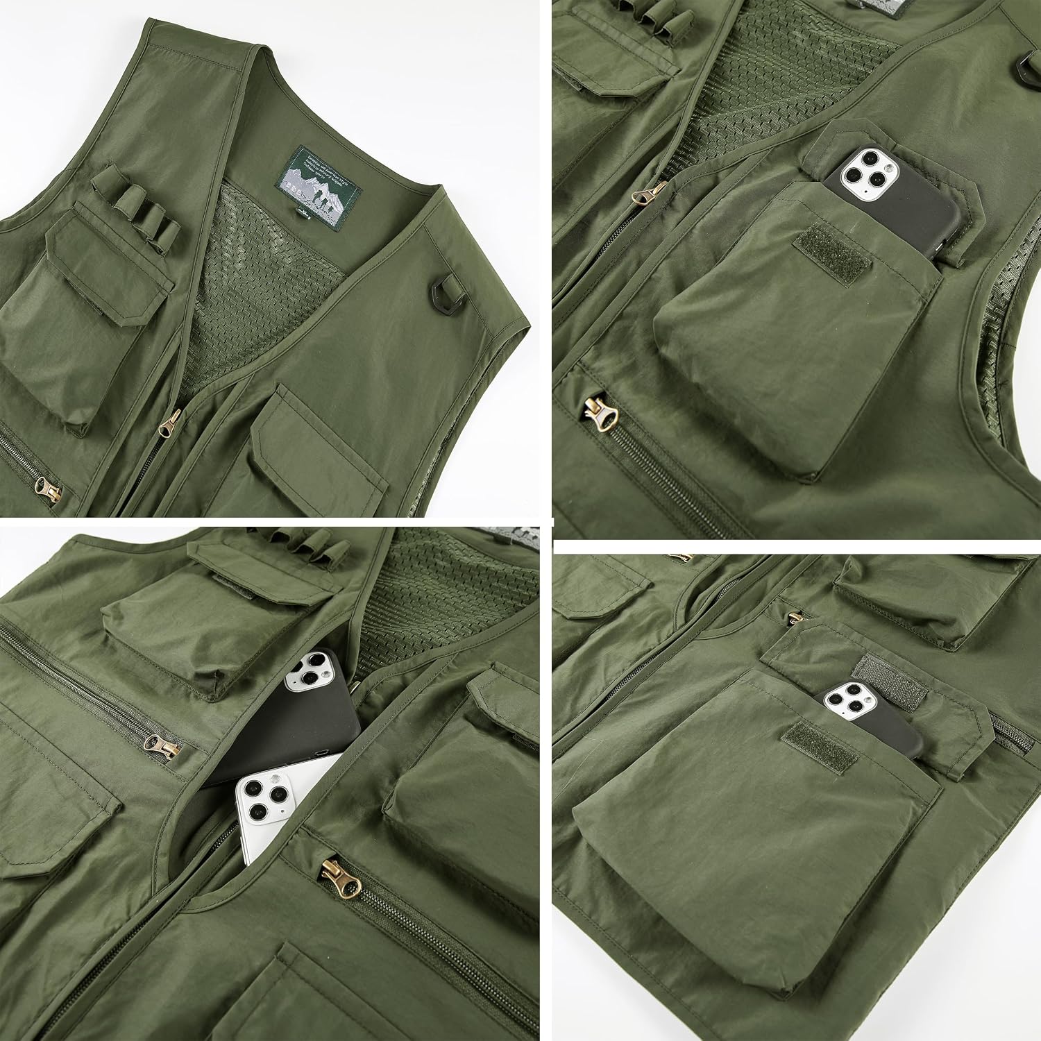 Men's Utility Fishing Cargo Vest Outdoor Lightweight Safari Travel Photo Vest Hiking Waistcoat With Multi Pockets
