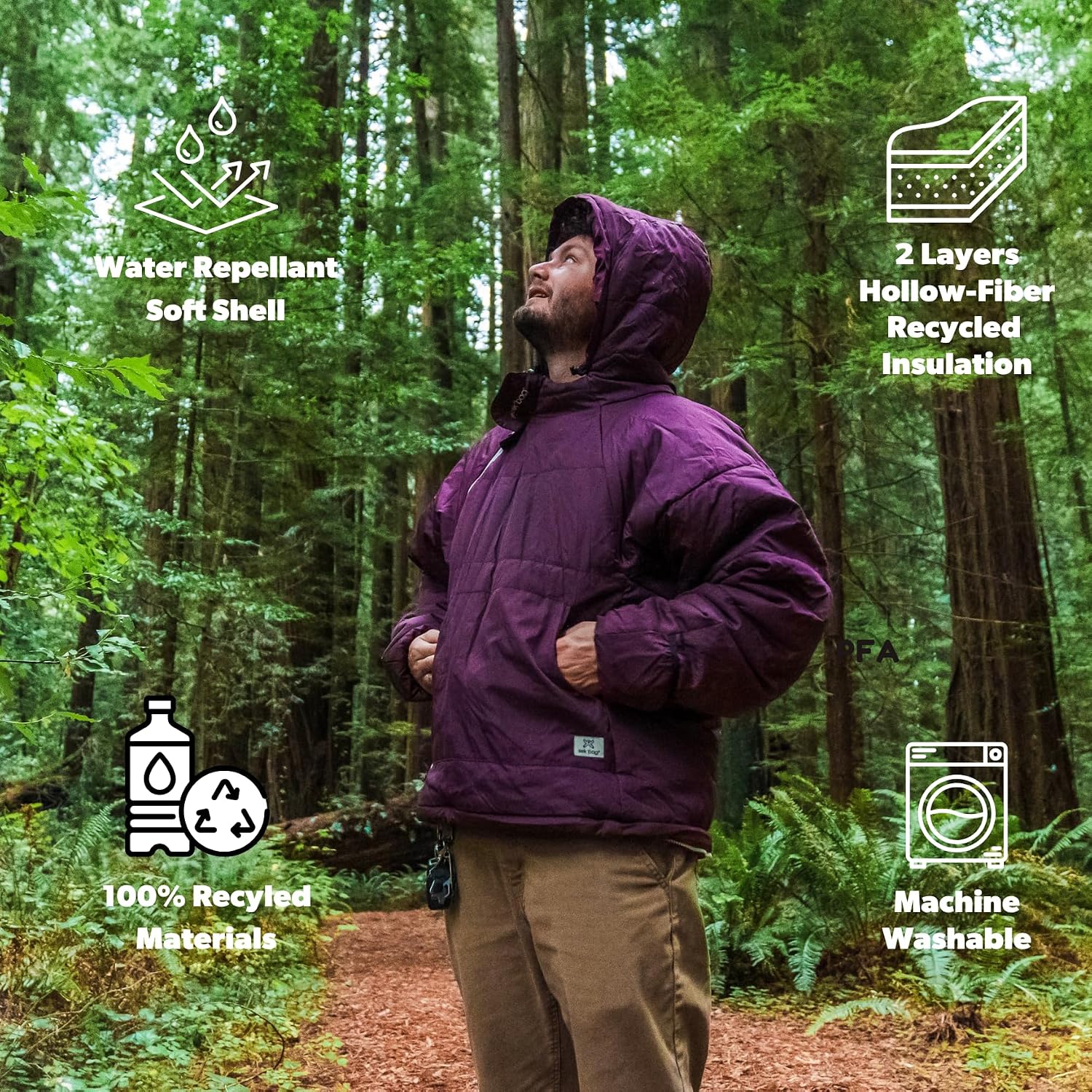 Selk'bag SWYTCH Original Wearable Sleeping Bag & Jacket | Convertible 2-in-1 Design, Water-Resistant, Eco-Friendly for Camping, Hiking, Travel, Skiing and Casual Use