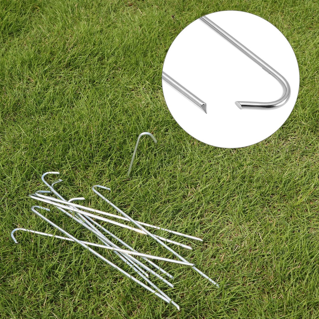 QWORK Metal Tent Stakes, 120 Pack 9-Inch Heavy Duty Camping Tarp Stakes, Galvanized Steel Garden Edging Fence Hooks, Canopy Anchors