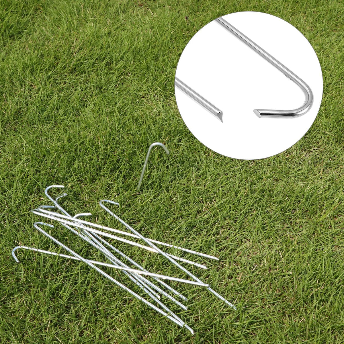QWORK Metal Tent Stakes, 120 Pack 9-Inch Heavy Duty Camping Tarp Stakes, Galvanized Steel Garden Edging Fence Hooks, Canopy Anchors