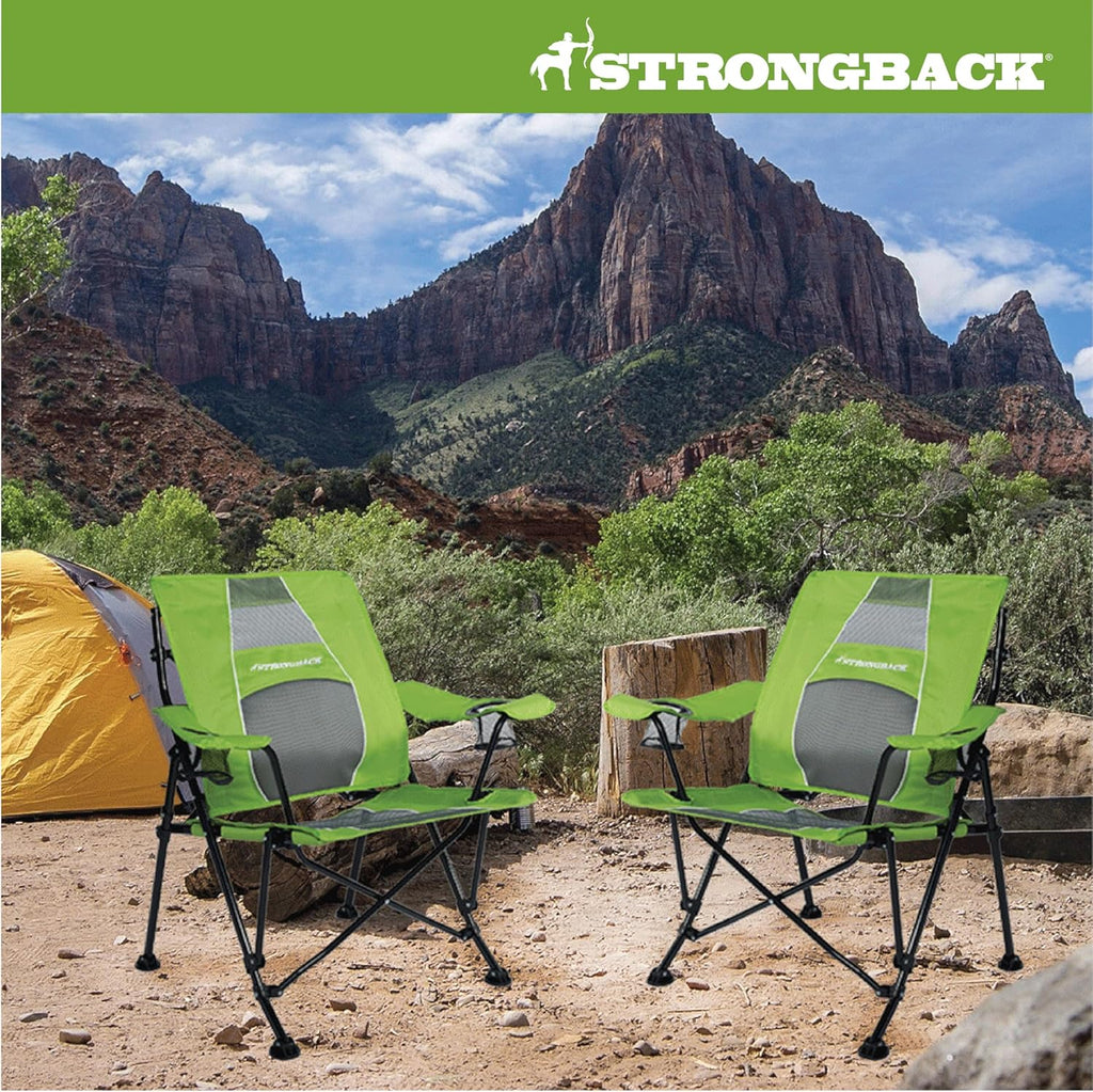 STRONGBACK Camping Chair Guru with Lumbar Support, Lime Green