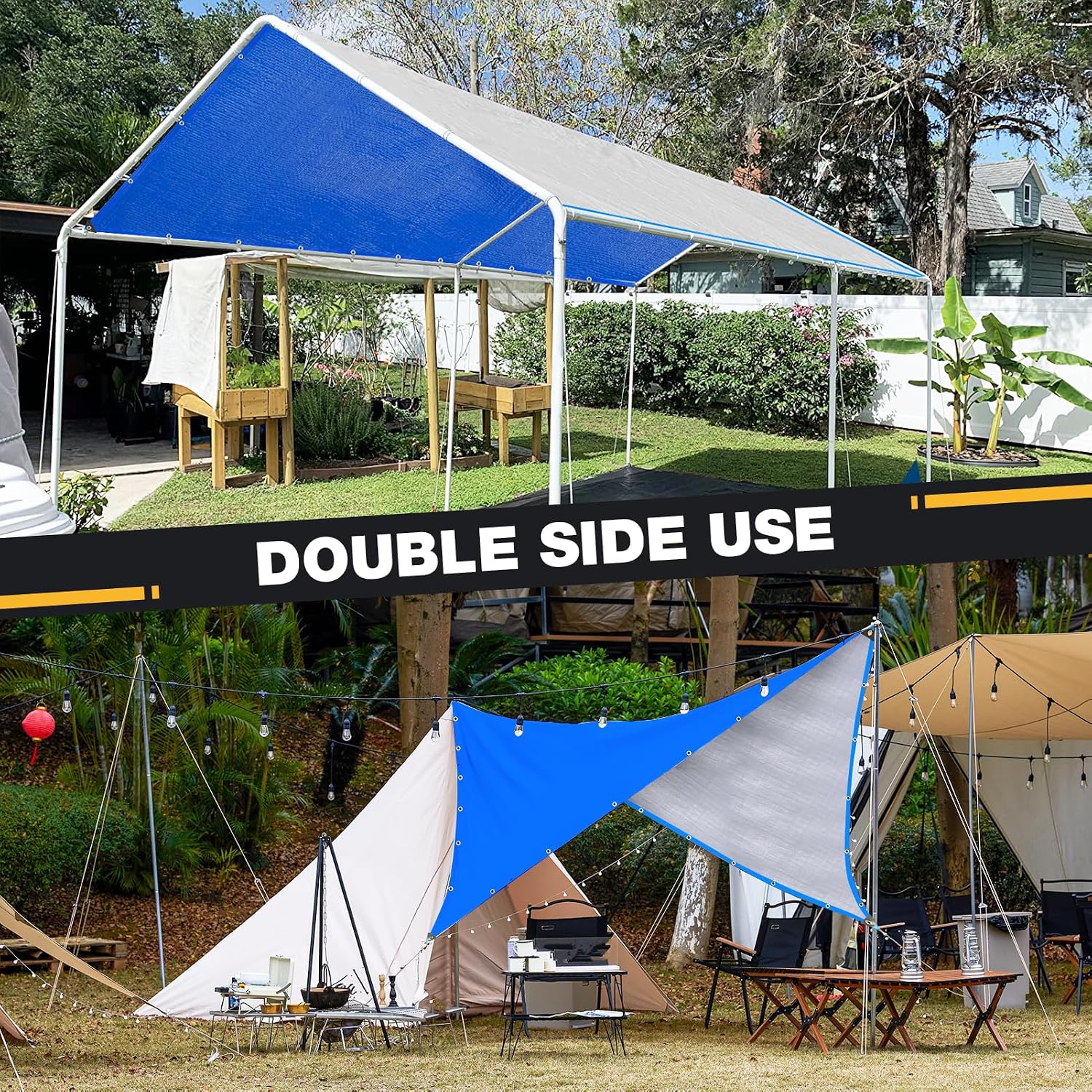 Winpull Heavy Duty Tarp 14 Mil Tarp Waterproof Blue 16x20 FT, UV Resistant Poly Tarp with Reinforced Grommets for Camping, Boat Cover, Patio Furniture, Roof, Firewood Pile