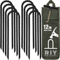 RIY Trampoline Stakes Anchors High Wind Heavy Duty Tent Stakes 12 Inch Ground Anchor Trampoline Accessories with T Hook