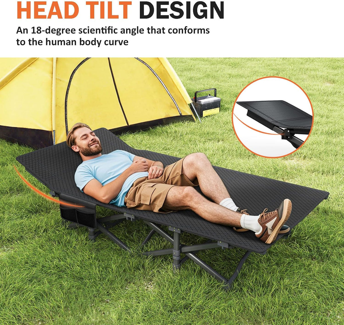 ATORPOK Camping Cot for Adults with Comfortable Cushion, Folding Bed