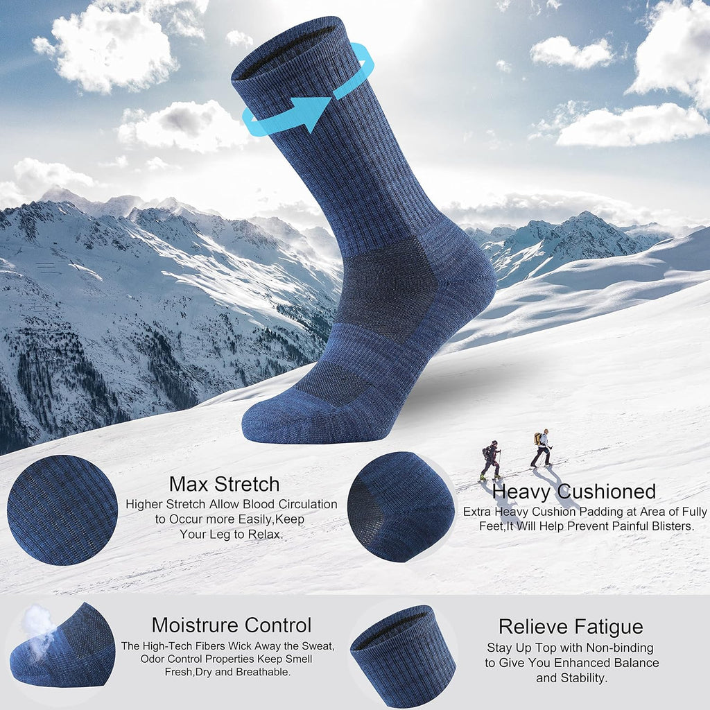 Ortis Merino Wool Socks for Men Outdoor Hiking Casual Soft Cushion Crew