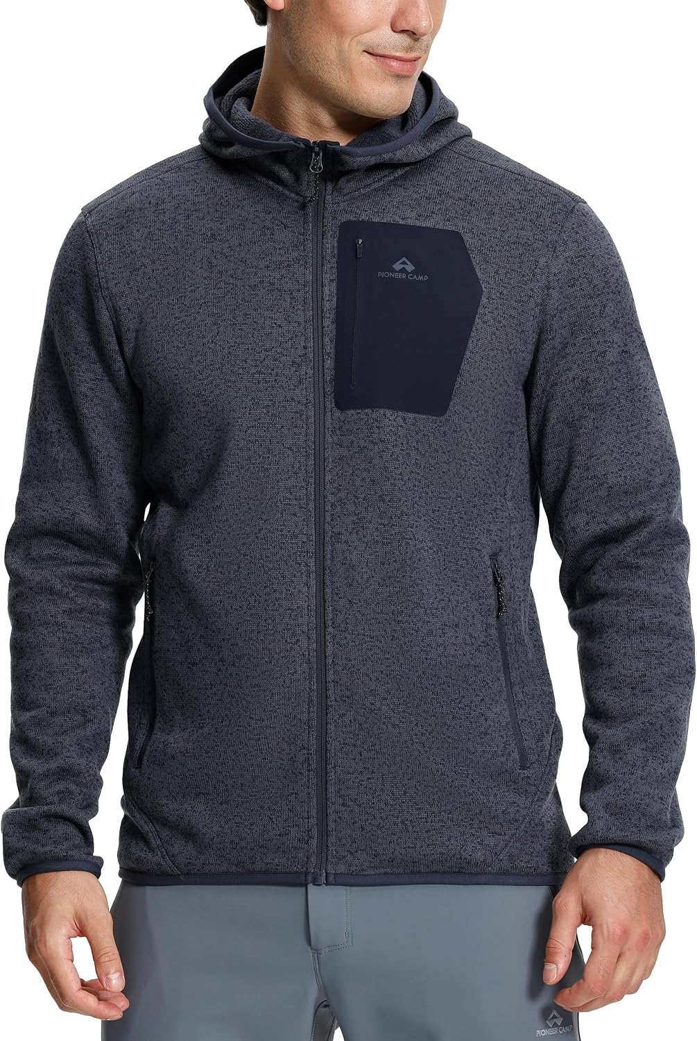 Pioneer Camp Men's Hooded Sweater Fleece Jacket Full Zip Hiking Mid Layer