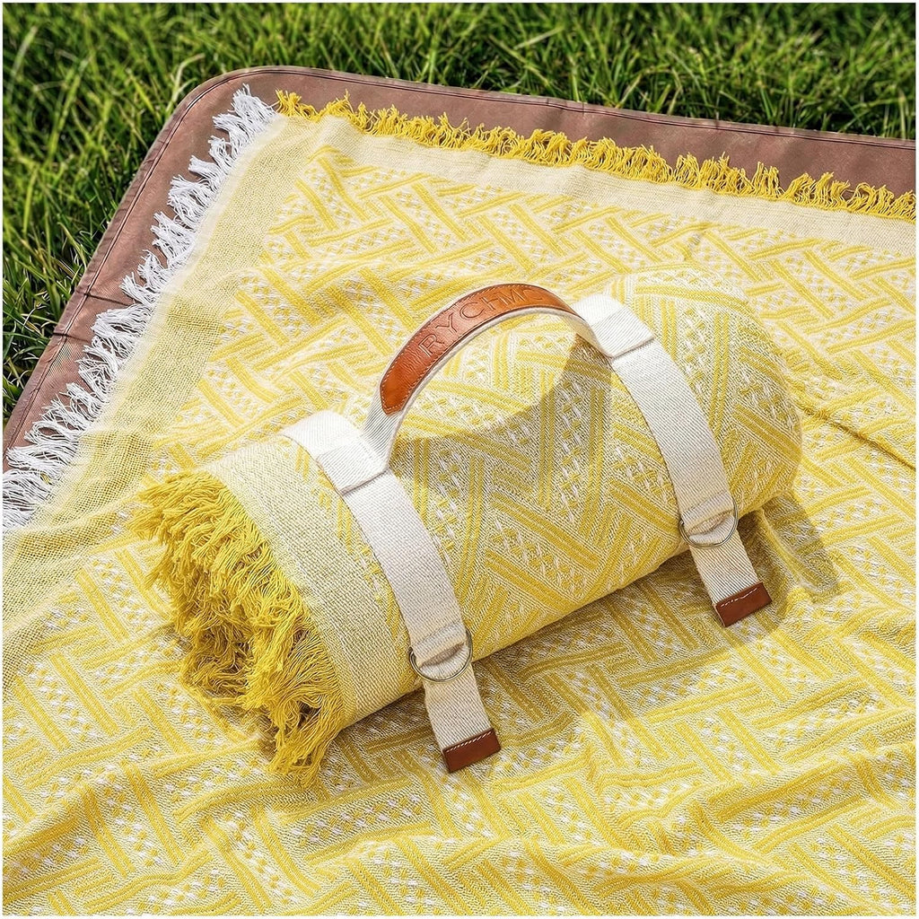 RYCHIC 2 in 1 Extra Large Outdoor Rug Picnic Blanket Camping Mat Lightweight Oversized Giant Turkish Boho Beach Mexican Serape Baja Cobijas Mexicanas para Mesa Park Stadium Outside Grass Hammock