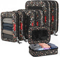 LeanTravel Premium Compression Packing Cubes for Travel - Suitcase Organizer Bags with Double Zipper & Breathable Mesh Panel - Space Saving Carry On Luggage Essentials (6-Pack, Flowers)