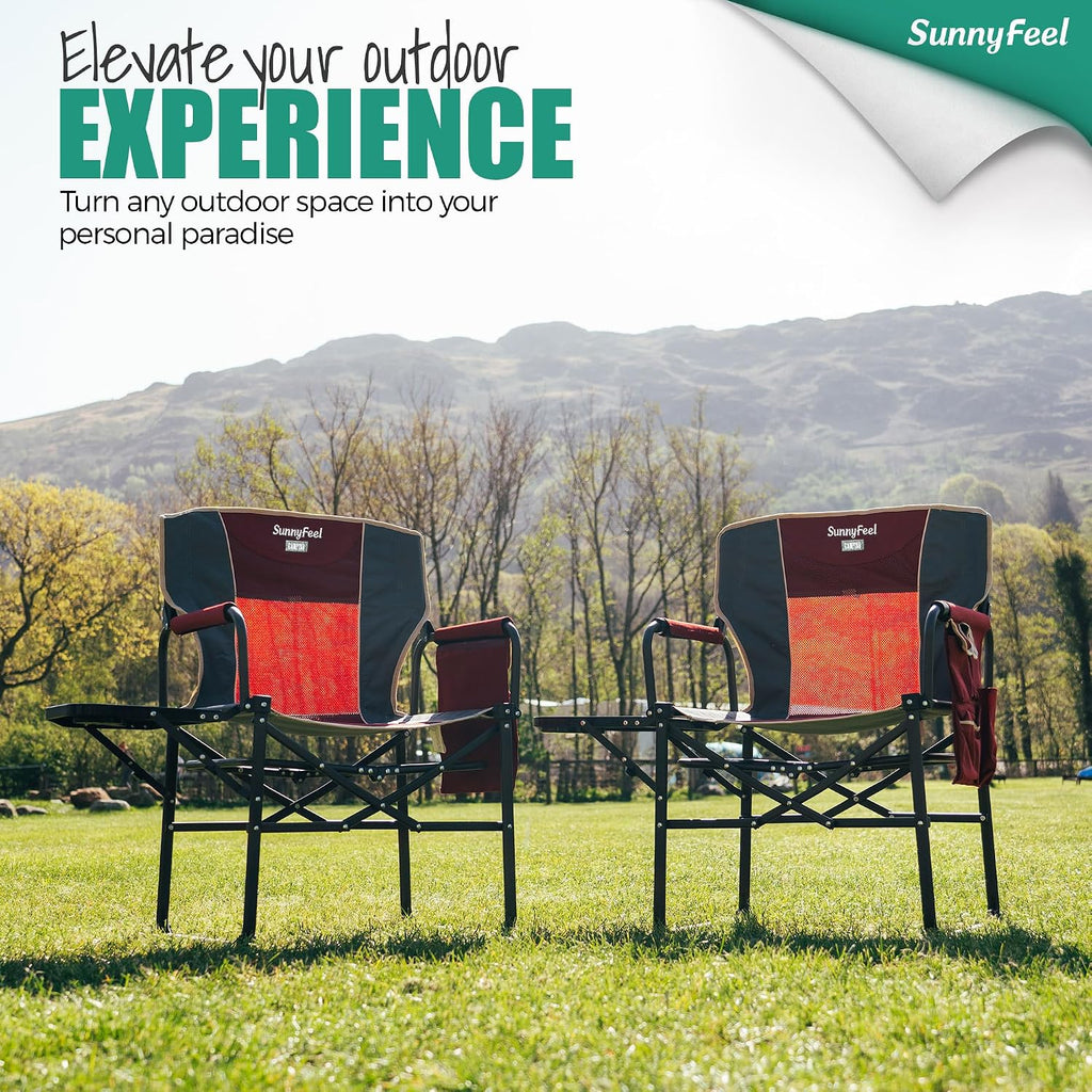 SUNNYFEEL Oversized Camping Chair Portable Directors Chairs with Side Table