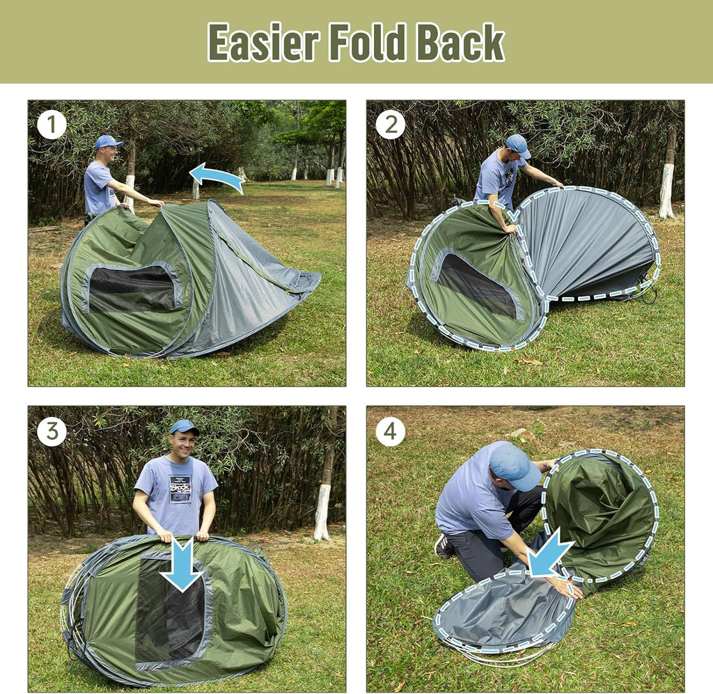 Night Cat Pop-up Camping Tent: 2 to 4 Person Tent Waterproof Instant Easy Setup Family Tent