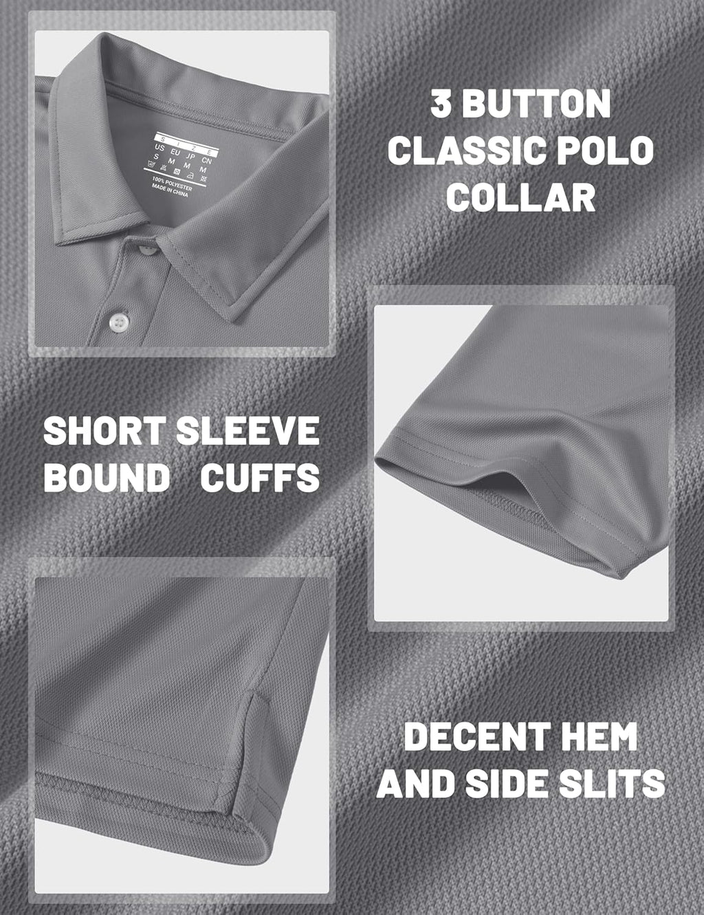 MAGCOMSEN Men's Polo Shirts 3 Buttons Casual Work T Shirts Quick Dry Short Sleeve Golf Shirt Pique Jersey Outdoor Performance