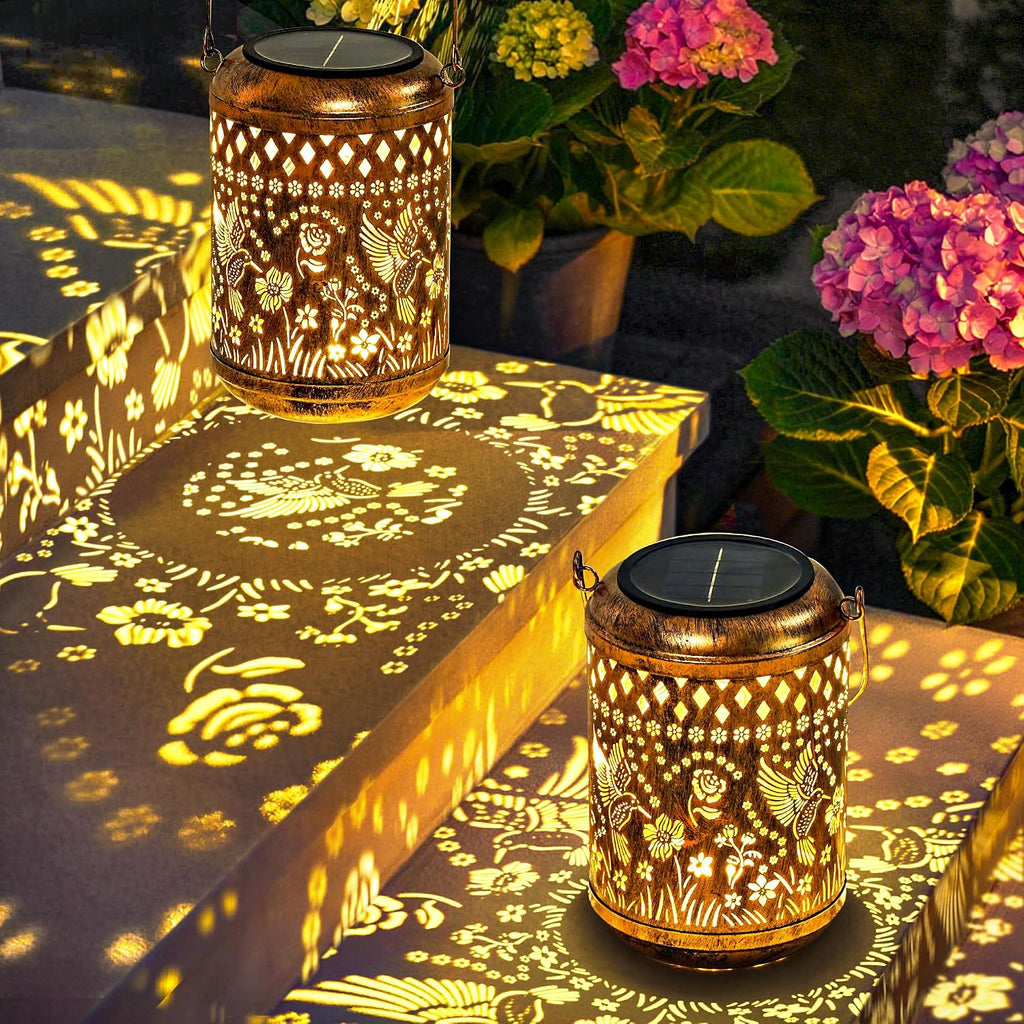 Hummingbird Gardening Gifts Solar Garden Decor Outdoor Lanterns 2 Pack