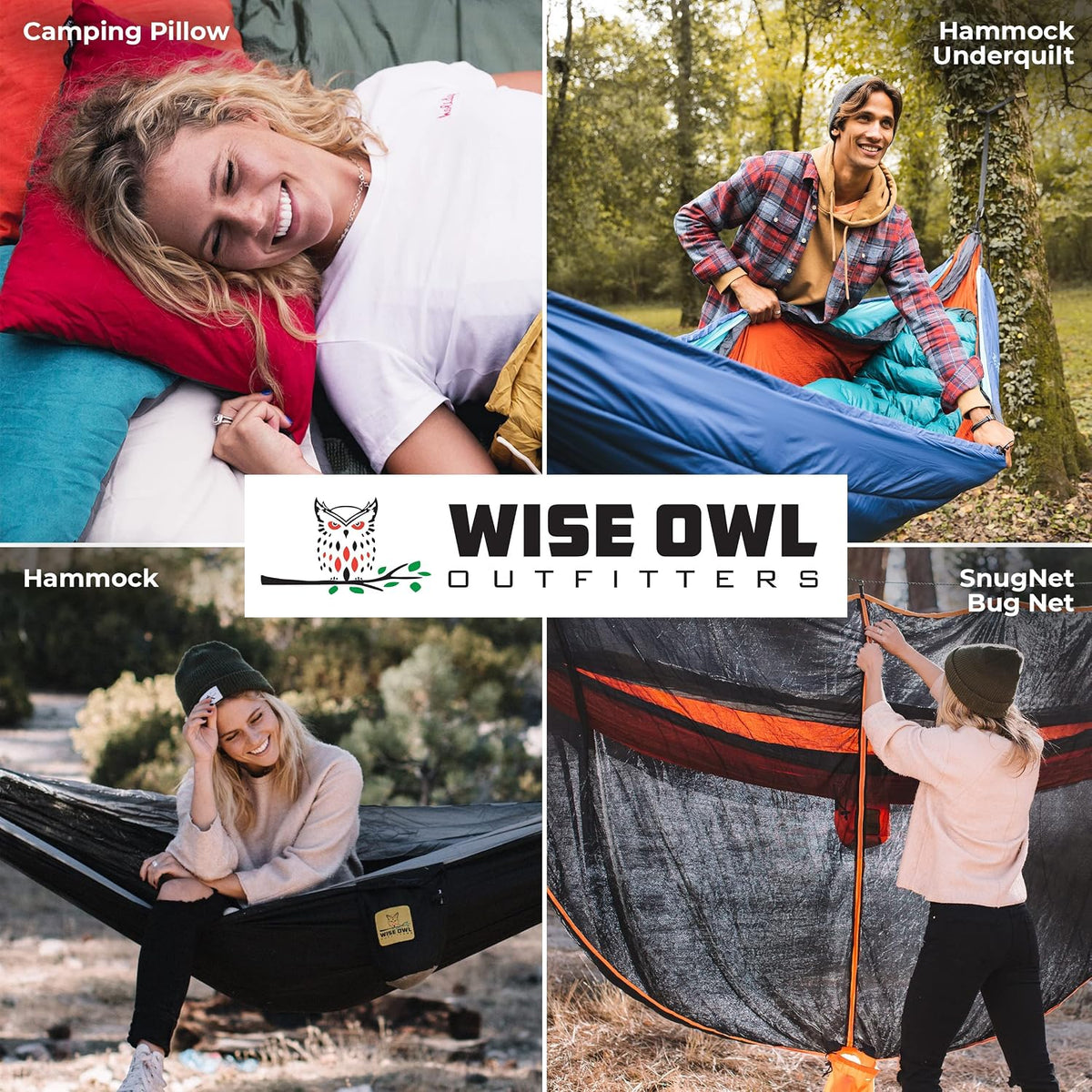 Wise Owl Outfitters Hammock for Camping Single Hammocks Gear for The Outdoors Backpacking Survival or Travel - Portable Lightweight Parachute Nylon SO Black & Grey