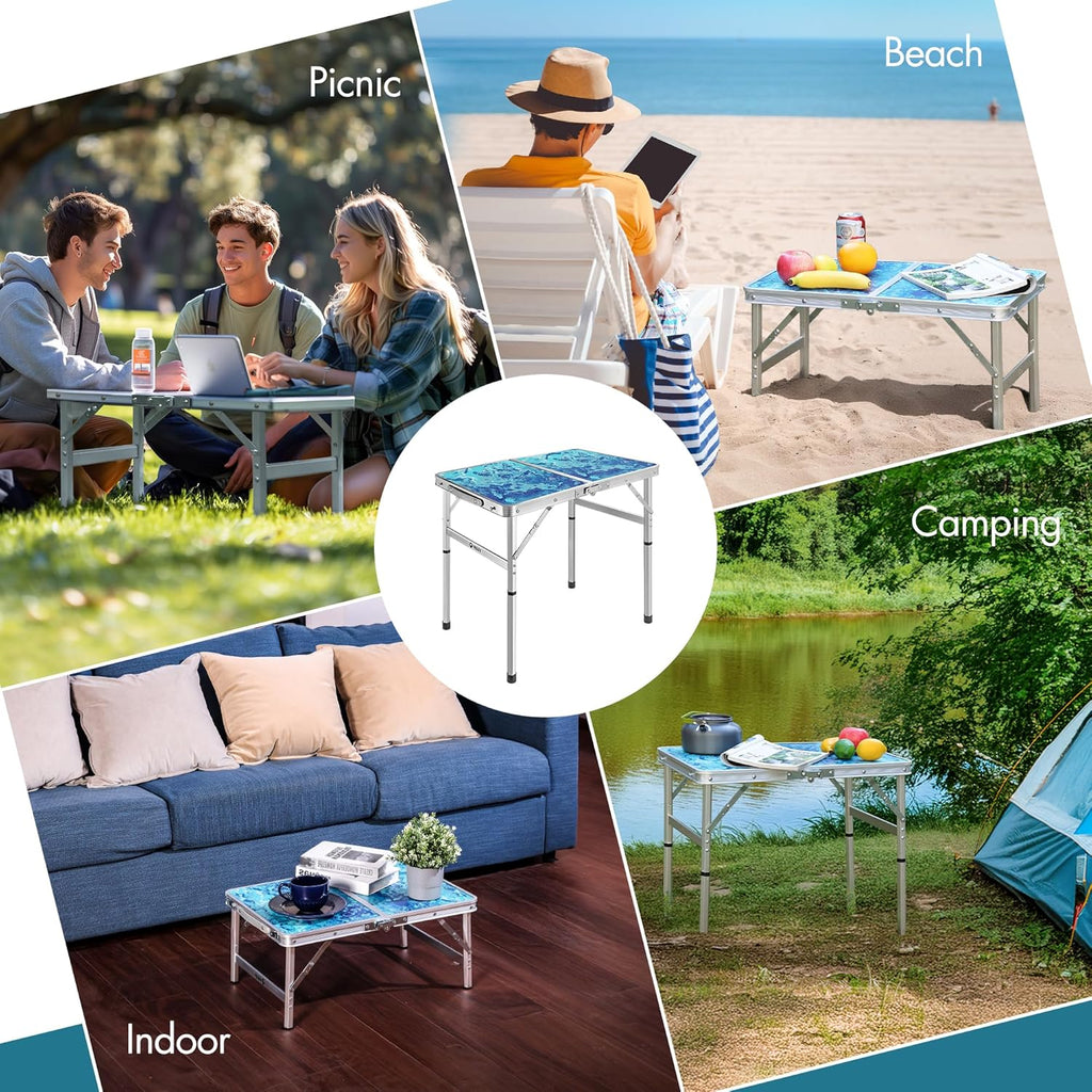 VILLEY Folding Camping Table 2FT, Portable Small Picnic Table