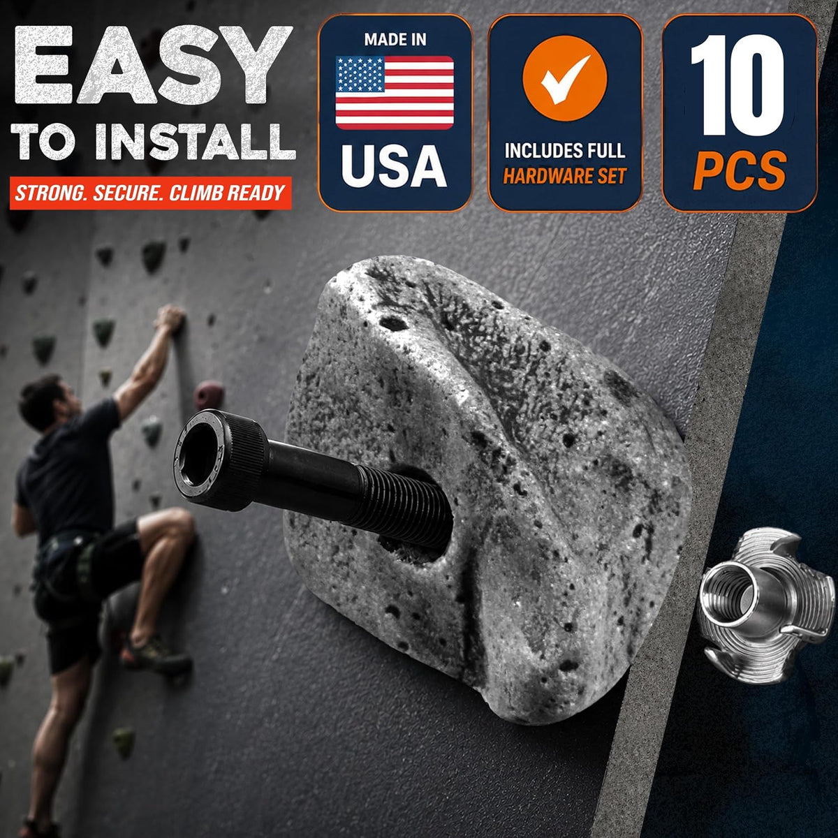 10 PCS Rock Climbing Holds for Rock Climbing Wall Made in USA