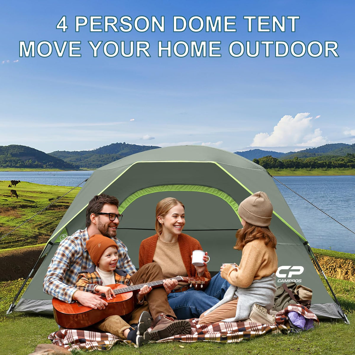CAMPROS CP Tents for Camping 2/4/6 Person, Waterproof Windproof Dome Tent