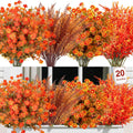 20 Pcs Artificial Fall Flowers for Outdoor Fake Mums Plastic Plants