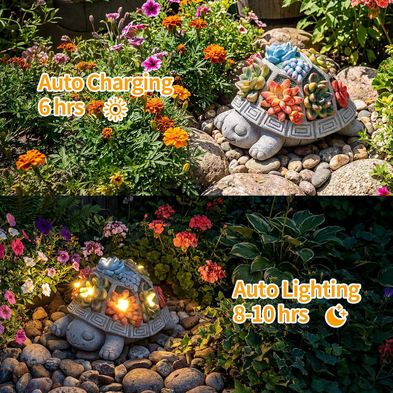 Turtle Garden Decor with Succulent LED Solar Lights Tortoise Garden Outdoor Statue for Yard Decorations Outside Patio Balcony Home Decoration Art Gift for Women Mom Grandma