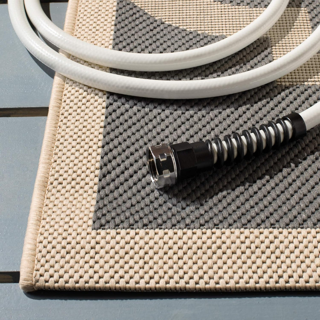 SAFAVIEH Washable Rug Outdoor Courtyard Collection - 2' x 3'7", Grey & Beige, Non-Shedding & Easy Cleaning, Ideal for Patio, Front Door, Entryway, Doormat (CY6243-246)