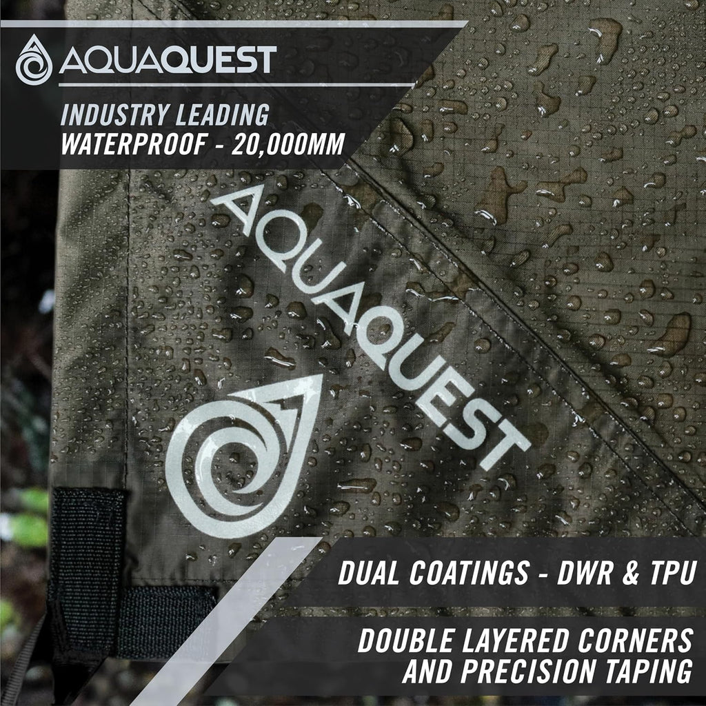 AquaQuest Safari Tarp – Lightweight Waterproof (5,000mm) Seam-Taped Ripstop Rain Fly for Backpacking, Thru-Hiking & Hammock Camping