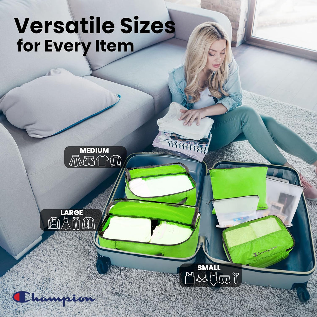Champion Packing Cubes for Travel - 6 Piece Organizer Set, Carry-On Ready