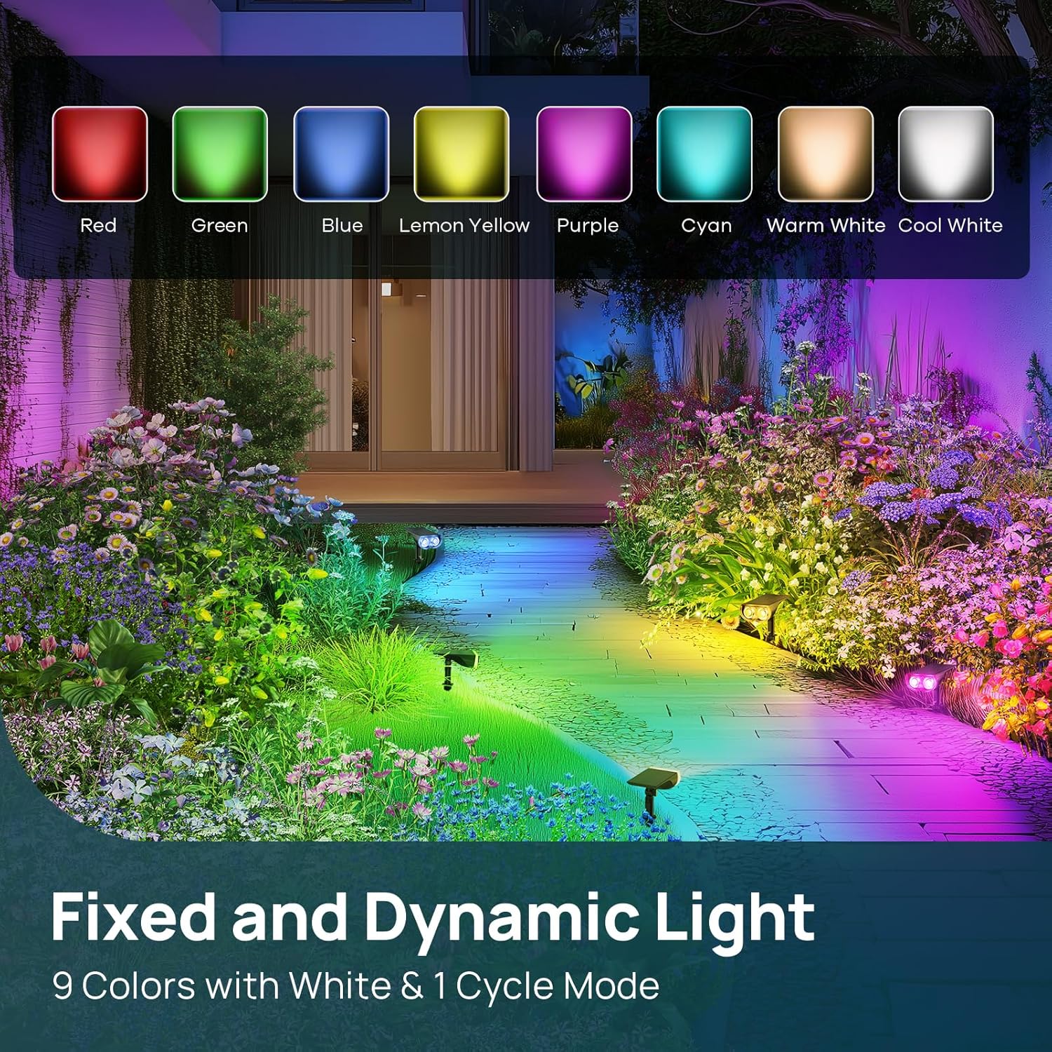 Linkind Solar Lights Outdoor Waterproof LED Landscape Spotlight RGB 2 Pack