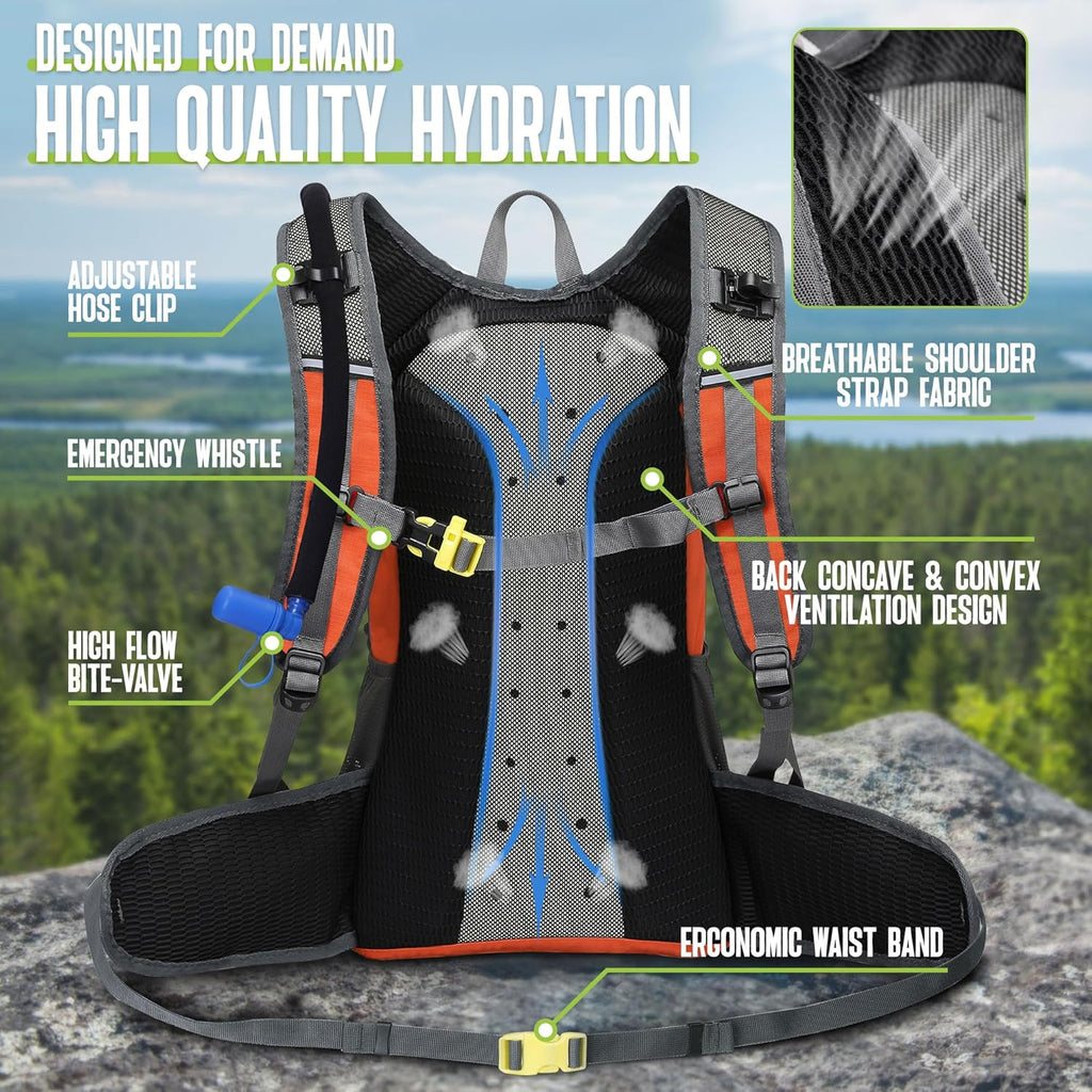 N NEVO RHINO Hydration Backpack, 18L Hiking Backpack with 3L Water Bladder