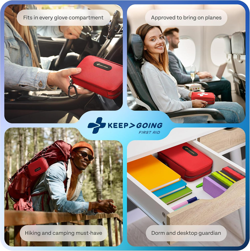 KeepGoing Travel First Aid Kit - TSA-Approved Travel Size