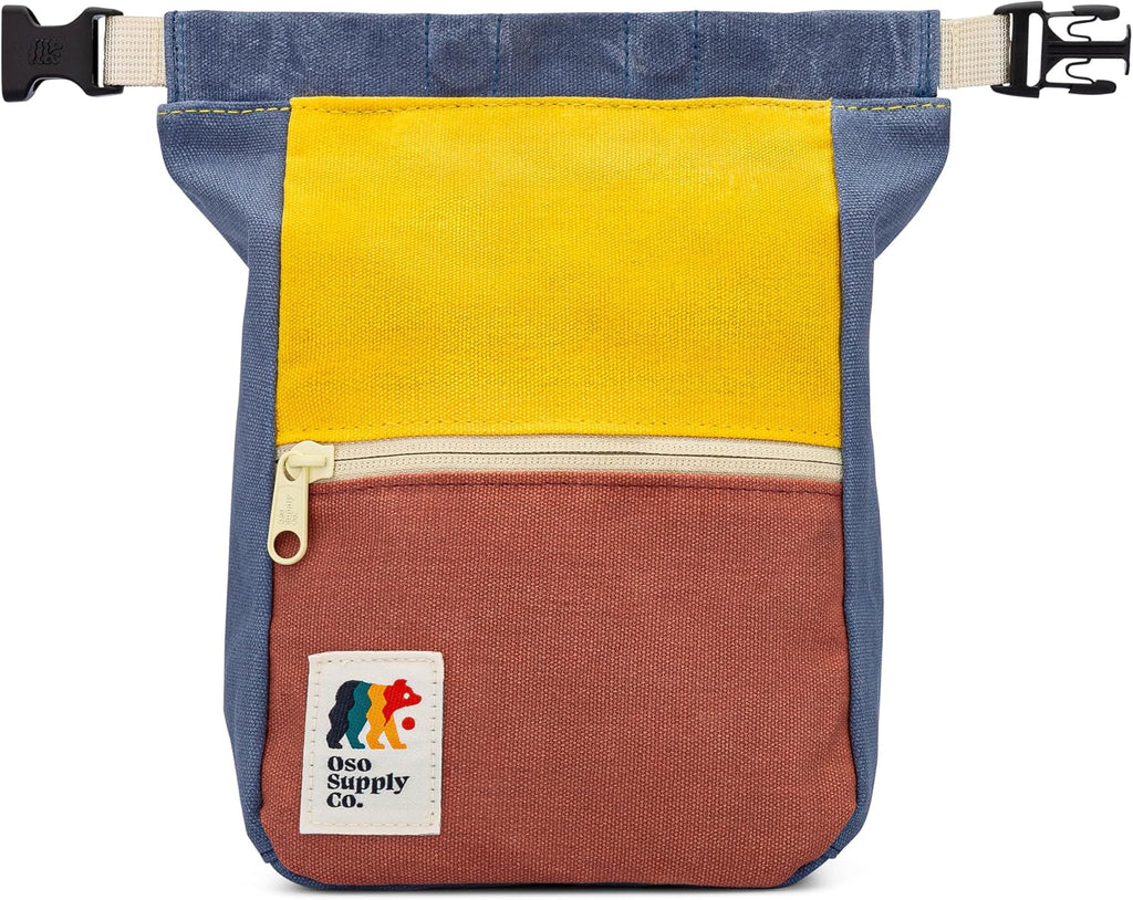 Oso Supply Co - Kulshan Bouldering Bucket, Large Size Chalk Bag for Rock Climbing, Chalk Pot with Magnetic Roll Down Closure, Brush Loop, Zippered Pockets for Climbers