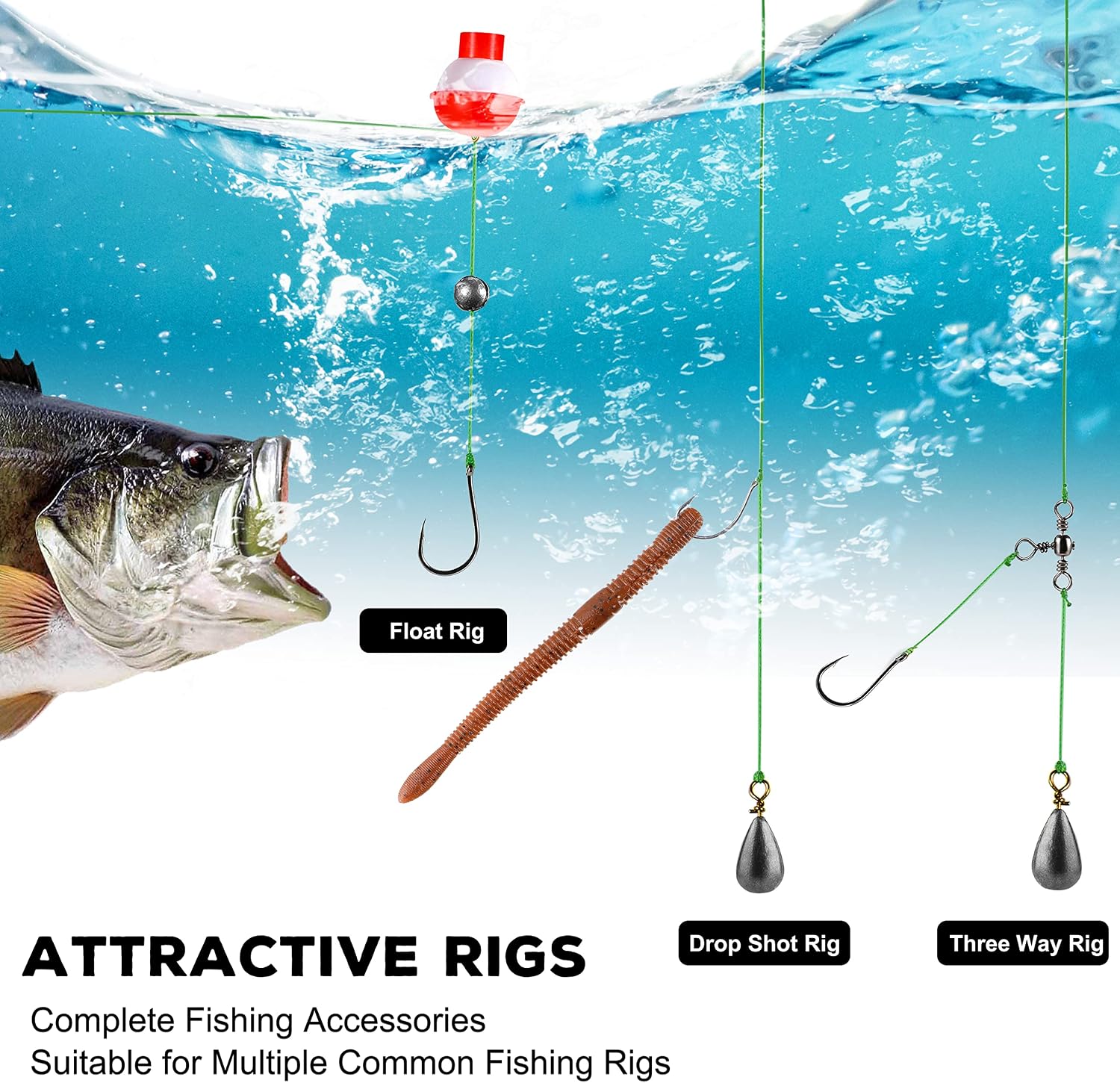 TOPFORT 187/343pcs Fishing Accessories Kit, Organized Fishing Tackle Box with Tackle Included, Fishing Hooks, Fishing Weights Sinkers, Fishing Gear and Equipment, Fishing Gift for Men