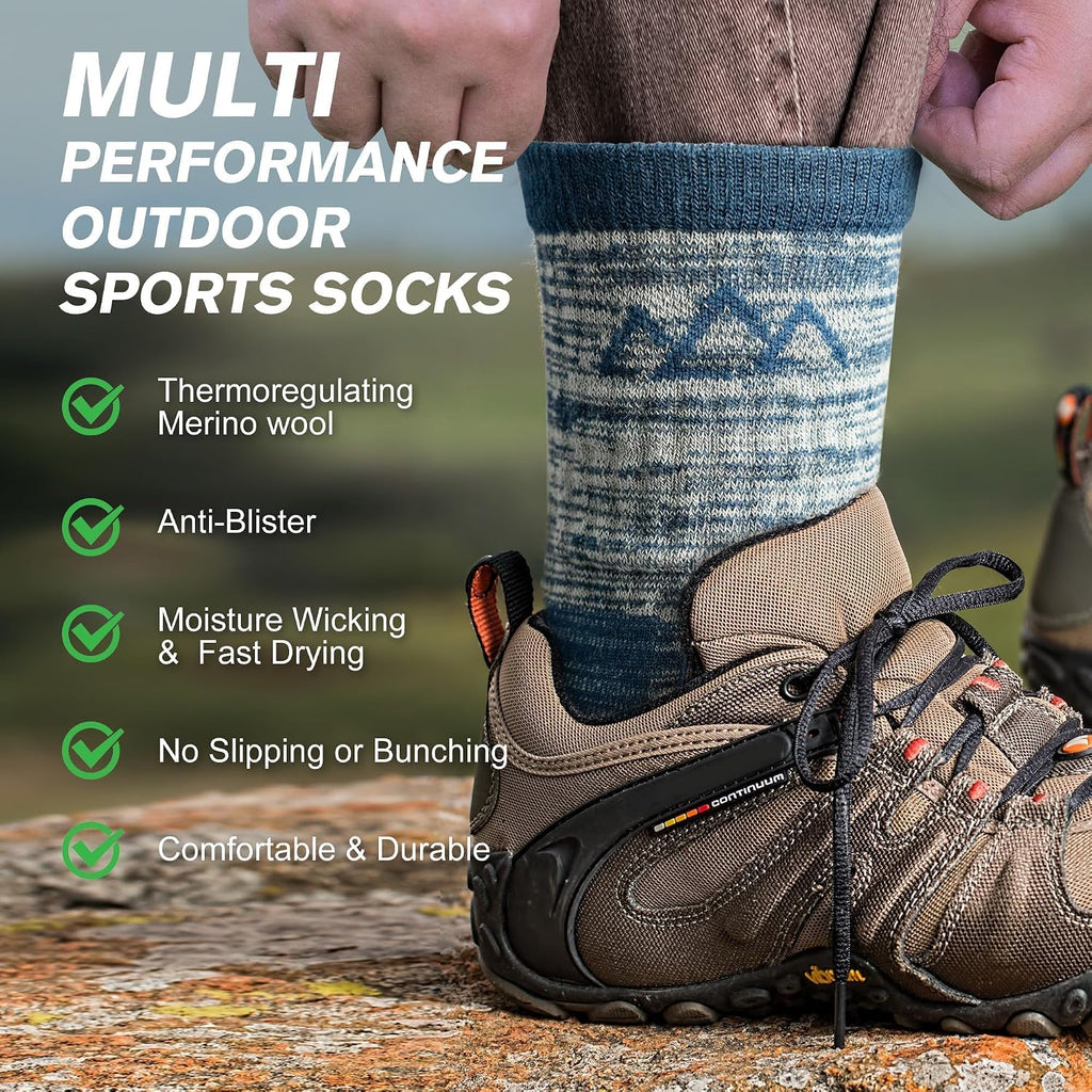 innotree Men's Merino Wool Hiking Socks 3 Pairs