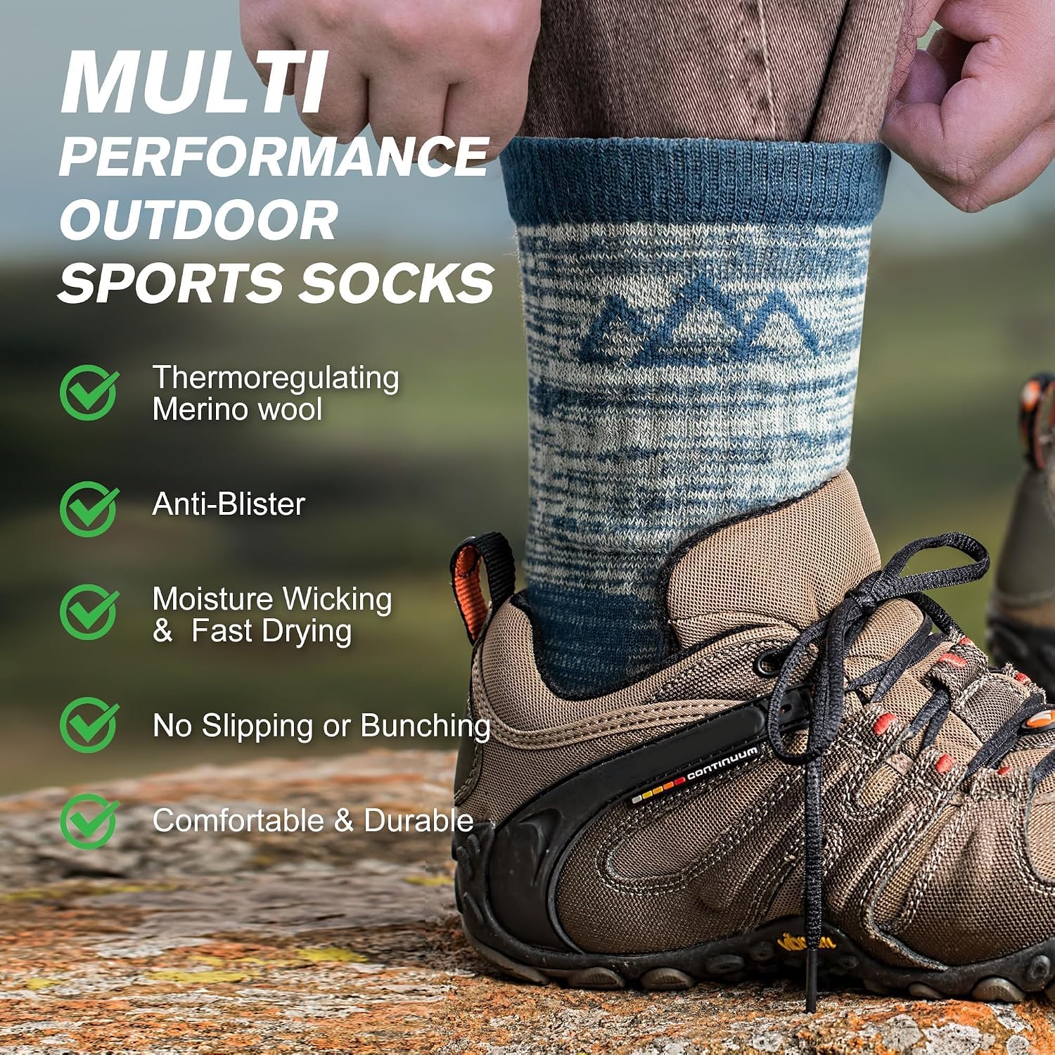 innotree Men's Merino Wool Hiking Socks 3 Pairs
