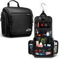 AvaJex Travel Toiletry Bag for Men - Large Dopp Kit (10.6"x10.6"x3.2") - Hanging Waterproof Mens Hygiene Organizer Bag with XXL Metal Swivel Hook, Sturdy Zippers and 19 Compartments for Toiletries