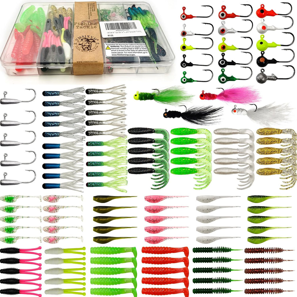 Crappie Tube Lures Jig Heads Soft Plastic Baits Worms Kit