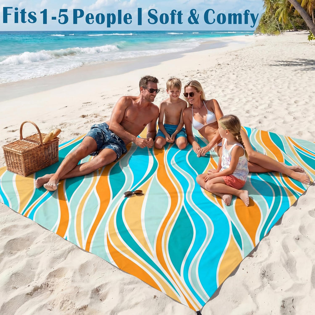 Beach Blanket Waterproof Sandproof 78''X81''/10'X9' Oversized Big Blanket
