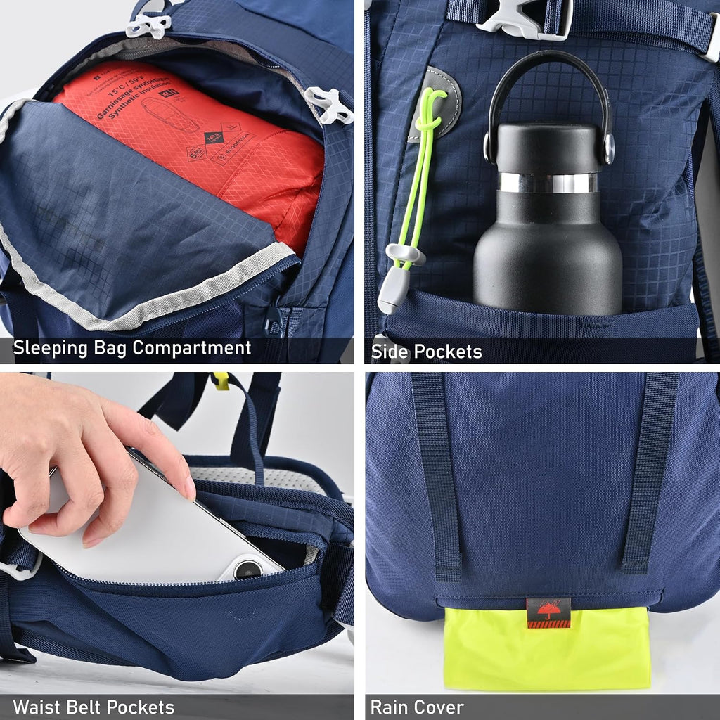 N NEVO RHINO 40L Internal Frame Hiking Backpack with Rain Cover