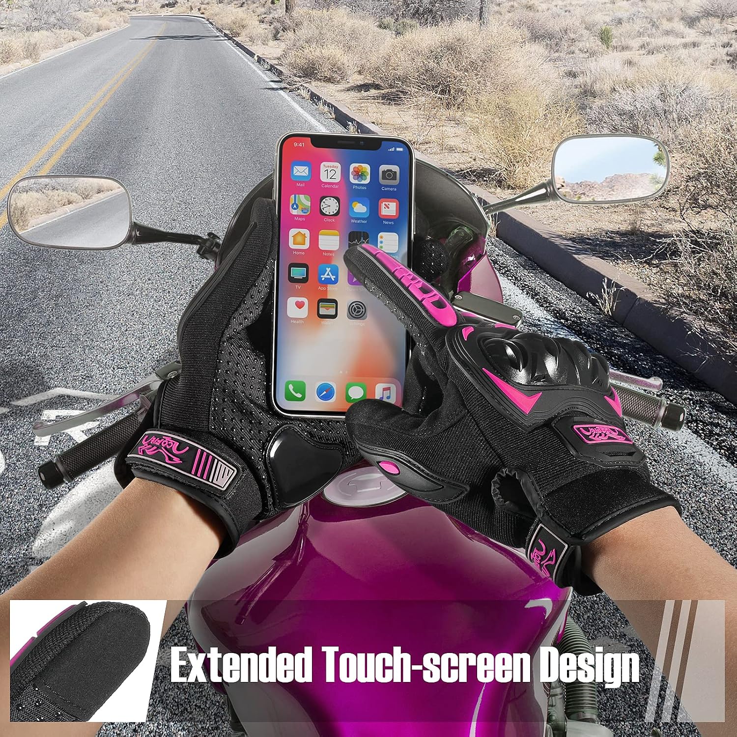 COFIT Motorcycle Gloves Breathable, Touchscreen Motorbike Gloves Anti-Slip with Good Grip Hard Knuckles Protection for Men Women Motocross, BMX ATV MTB Cycling, Road Racing