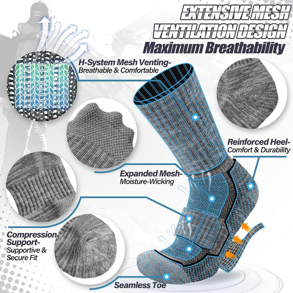 ANTSANG Merino Wool Hiking Socks, Maximum Breathability, for Men and Women