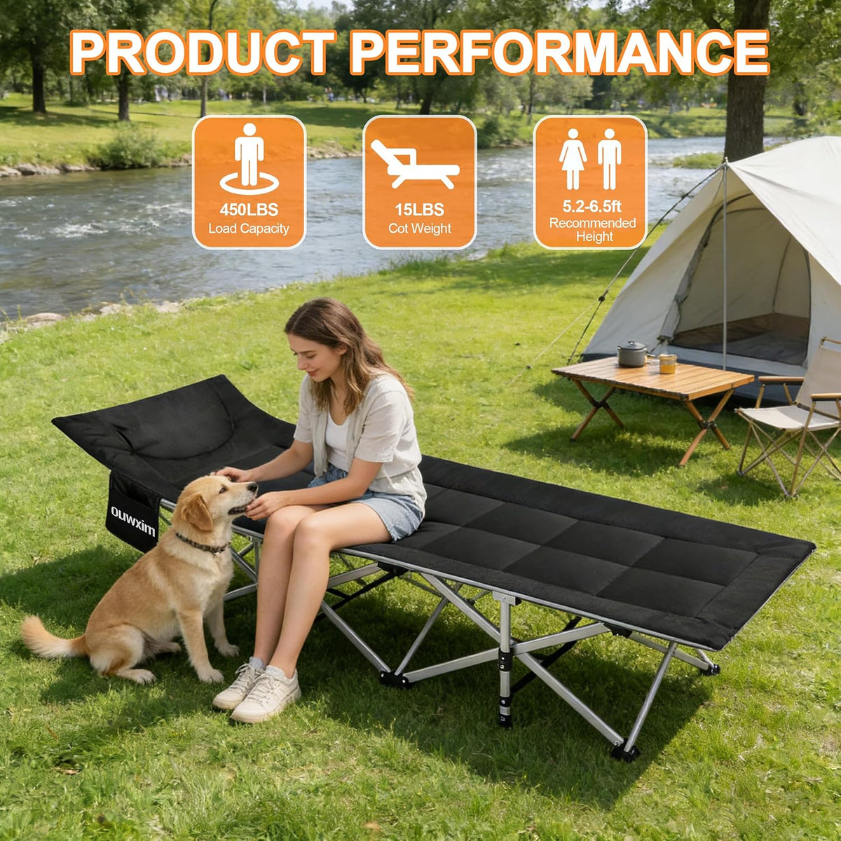 Folding Camping Cot-with Cushion and Pillow,Sleeping Cots for Adults
