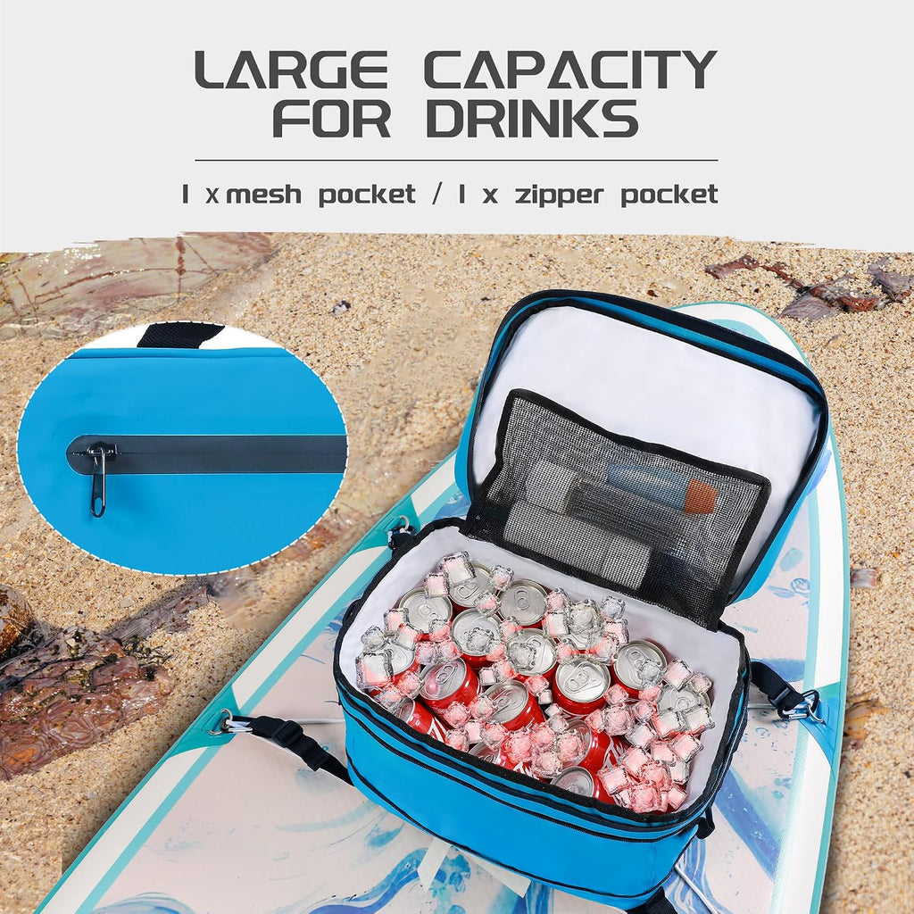 UPWELL Paddle Board Accessories, Waterproof SUP Cooler Bag with TPU Zipper, PVC Dry Bag, 30 Cans Surf Kayak Cooler Bag for Paddle Board, Kayak