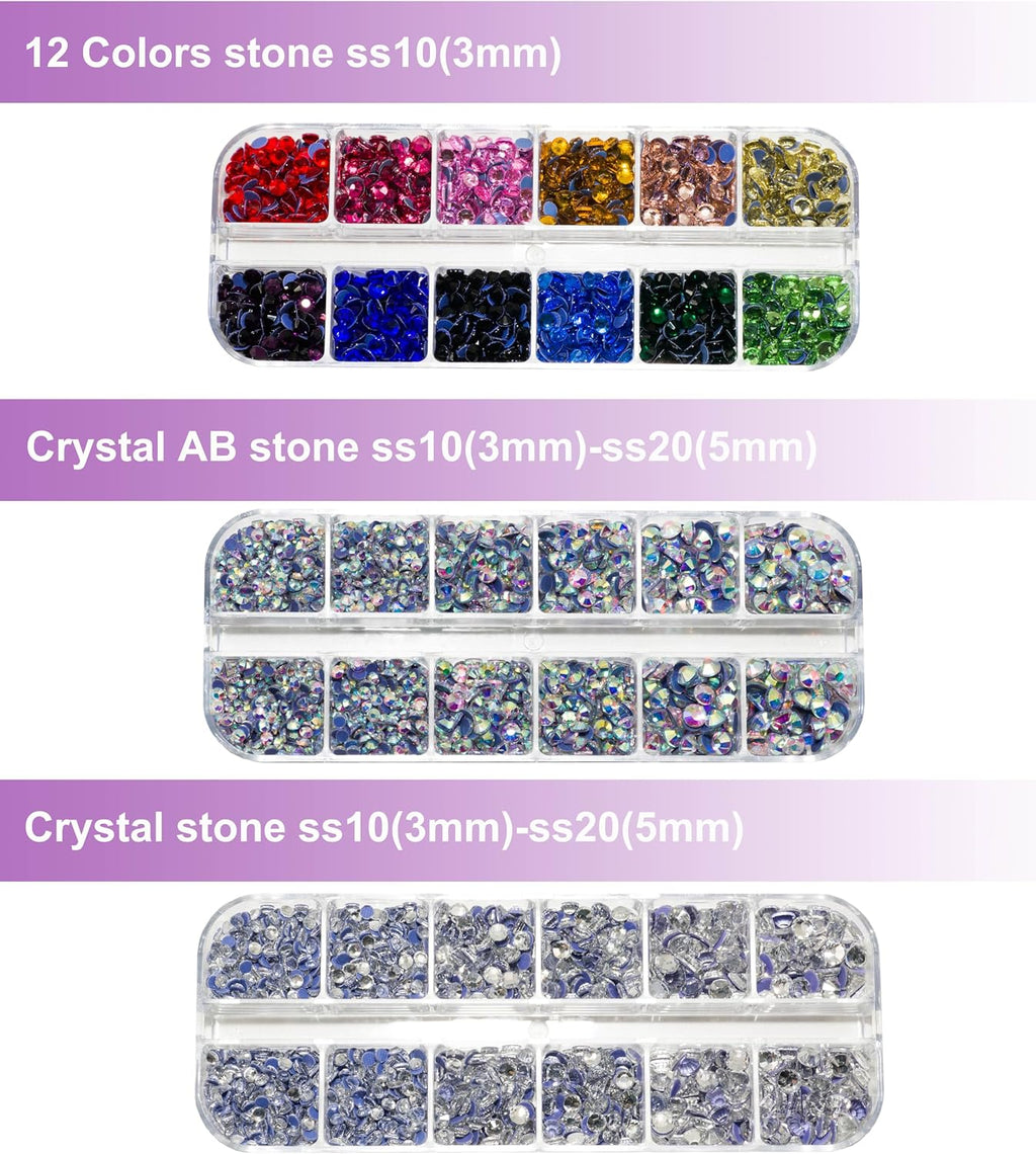 GLOCTO bedazzler kit with Rhinestones hot fix applicator Tool with 5,000 Pieces of Rhinestones, Three gem Sizes and Various Tips, Perfect for Adding Sparkle to Clothing, Fabric, and Craft Projects