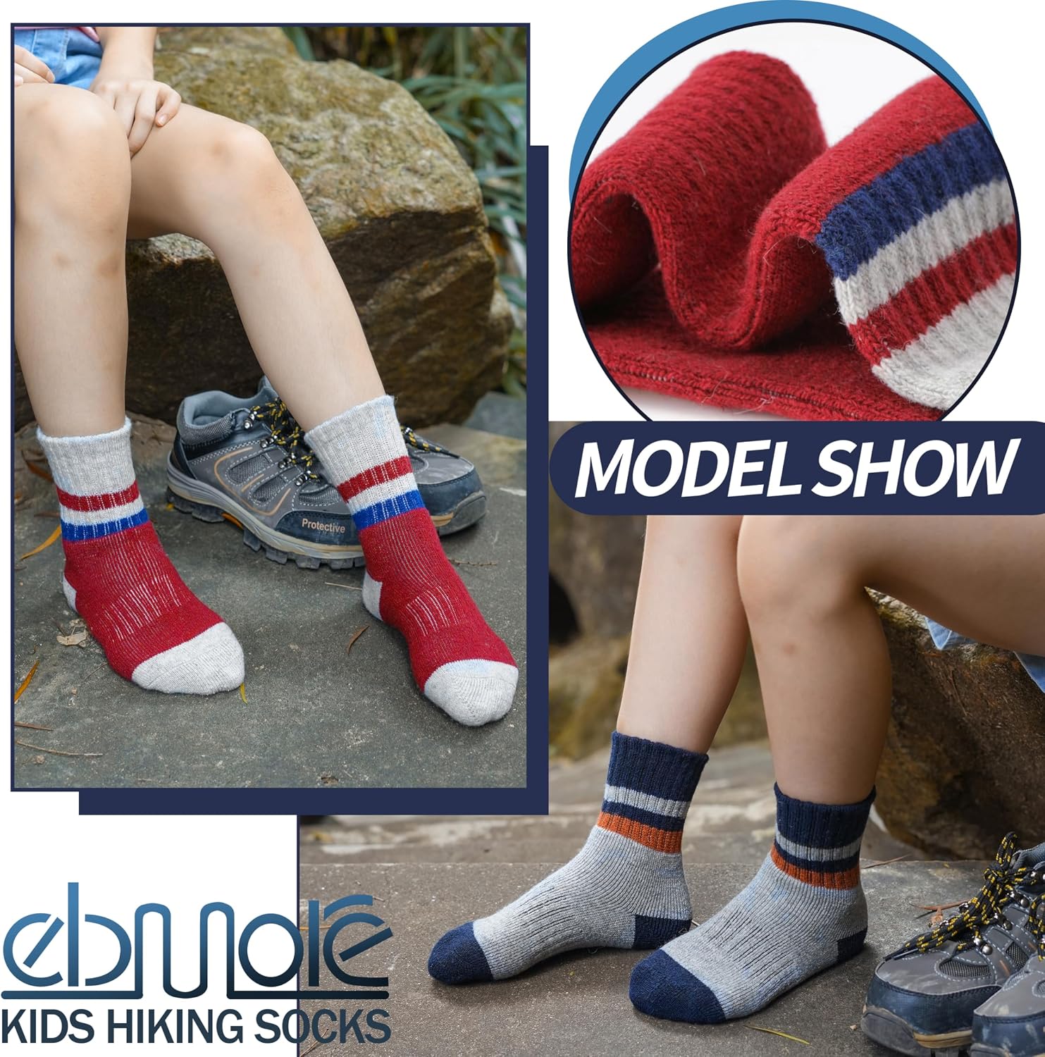 EBMORE Kids Merino Wool Hiking Thermal Winter Socks