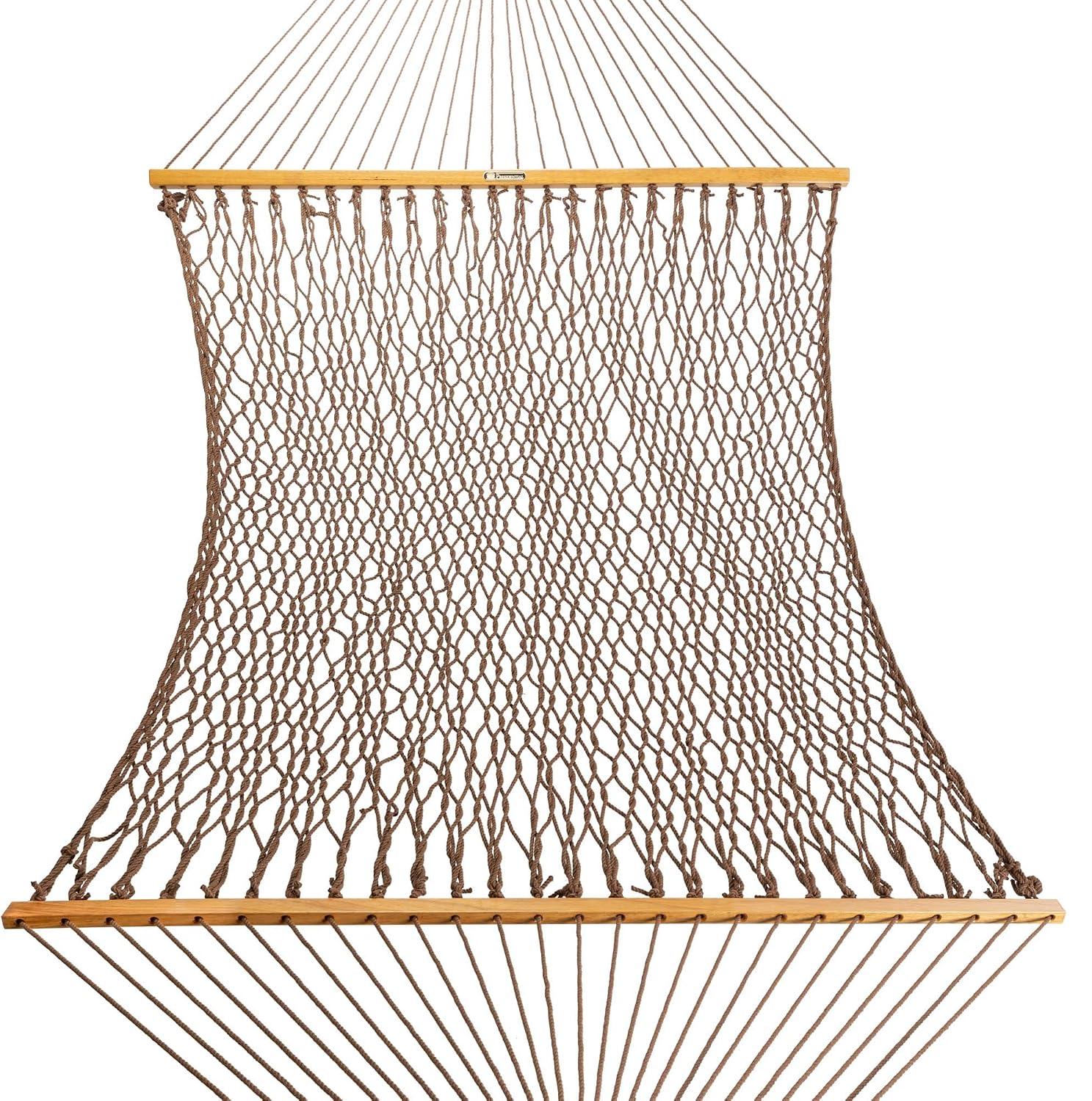 Original Pawleys Island Deluxe Antique Brown DuraCord Rope Hammock – 13 ft. x 65 in, 2-Person, 450 lb Capacity, Oak Spreader Bar, Zinc-Plated Hardware, Handcrafted in the USA